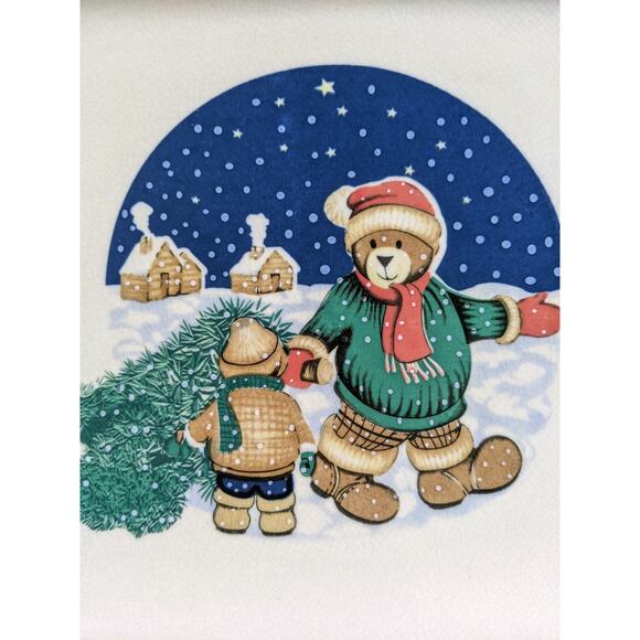 Vtg Christmas Casserole Baking Dish Holiday Bear Family ABC Distributing 9x14 - Picture 3 of 12